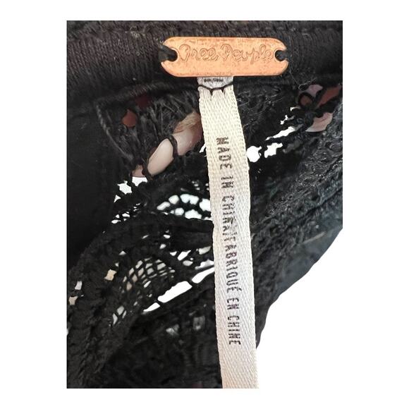 Free People Black Dark Boho Dress Cottage Indie Fairy Festival Hippie Lace Small - Picture 9 of 10